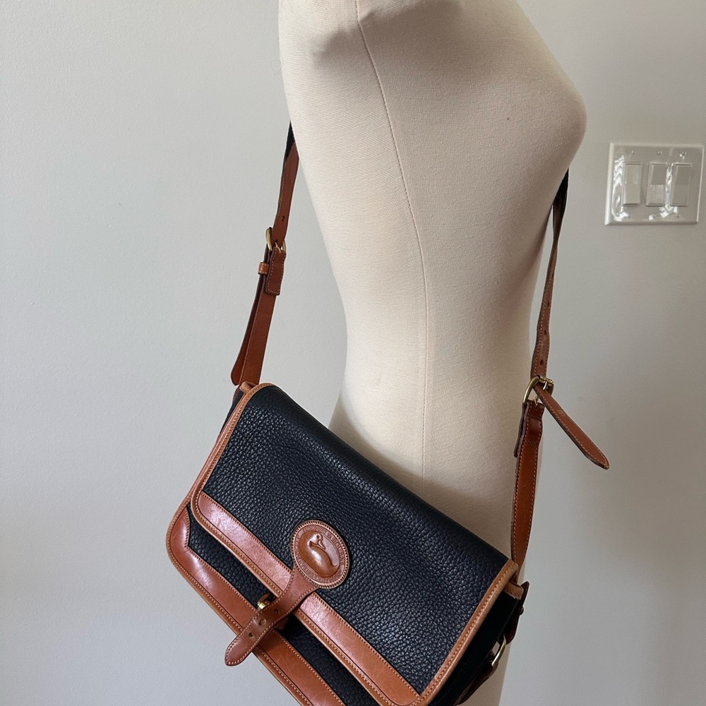 Dooney & Bourke Navy and Brown Leather Crossbody Bag